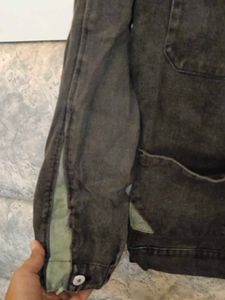 Charcoal/dark grey washed denim jacket