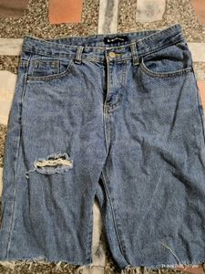 Ripped Denim Shorts