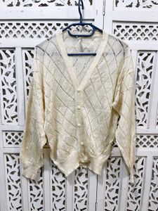 🎀Imported Elegant Cream Knit Cardigan B