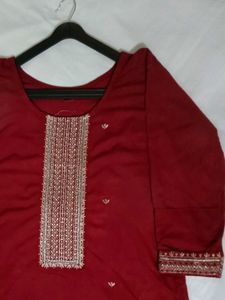 Maroon Embroidered Kurti