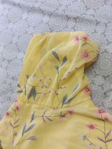 Foral Yellow Puff Handed  Top