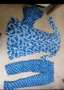 Blue Printed Kurta Set