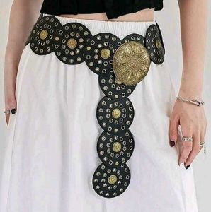 Y2k Vintage Disc Leather Belt