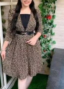 Leopard Print Dress with Belt