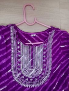 New Purple 💜 Embroidery Work Kurti