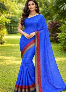 Elegant Blue Printed Saree