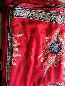 Red Embroidered Saree