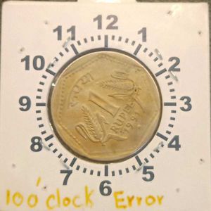 1991 One Rupee 10 O Clock Rotation Error Coin