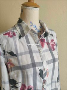 Floral Plaid Button-Down Shirt