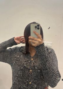 white and black sweater very warm