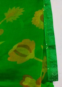 Green Floral Print Saree