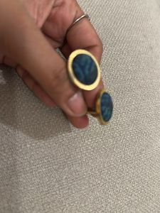 Blue cufflinks with golden border