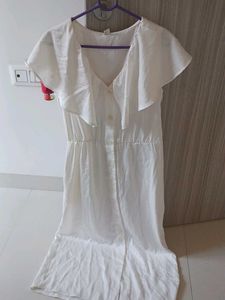 White Dress with Ruffle Detail