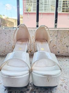 White Platform Sandals with Buckels