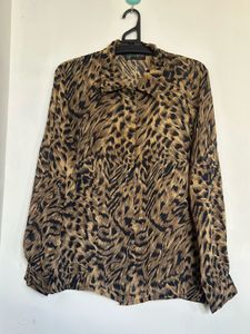 Leopard Print Button-Up Top