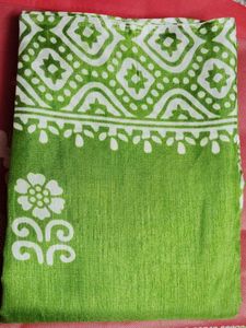 Green & White Block Print Fabric