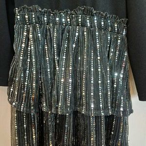 Black - Tiered Sparkle Embellishment Party Dress