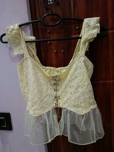 Yellow Corset Crop Top