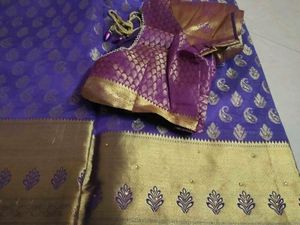 Purple &amp; Gold Saree with Blouse