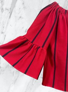 Red &amp; Black Off-Shoulder Crop Top With Bell Sleeve