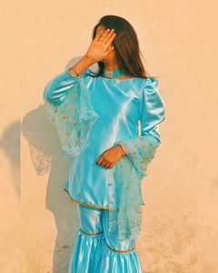Pure Satin Sharara Dress
