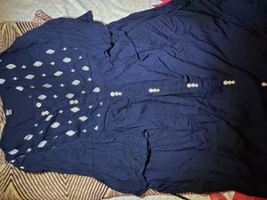 Long Navy Blue Cotton Gown