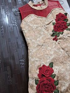 Elegant Red &amp; Gold Party Dress