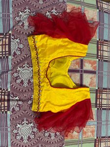 Red And Yellow Chiffon Saree