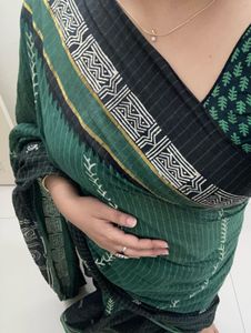 Pure Cotton Tanth Handblock Saree