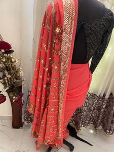 Elegant Coral Saree