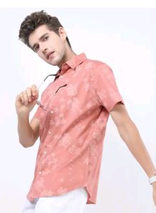 HIGHLANDERMen Slim Fit Printed Cut Away Collar Cas