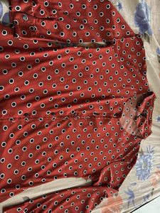 Retro Polka Dot Collared Tuck In Blouse
