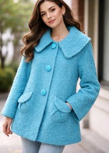 Cute Blue Button-Down stylish Coat for winter