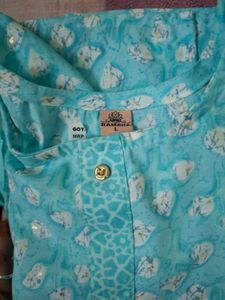 Three Piece Blue Printed Kurta Set Wth Chunni