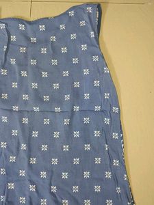 Blue A-line printed kurta