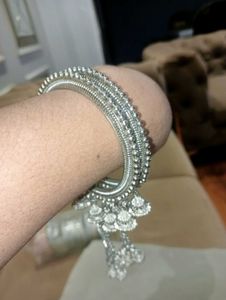 Silver Oxidised Latkan Kada