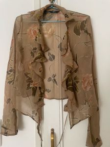 Floral Ruffle Sheer Top