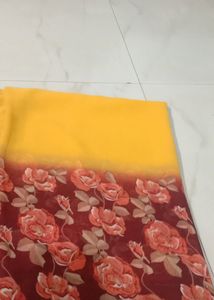 Mustard With Maroon Saree