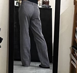 Gray Corduroy Wide Leg Pants