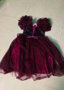 Dark Purple Colour Smooth Net Frock