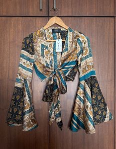 Cider Scarf Print Tie Top
