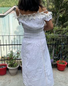 White Off-Shoulder Midi Dress