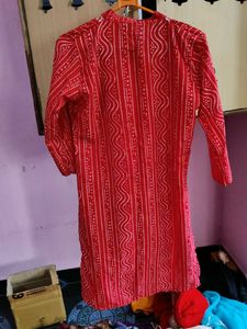 Red Embroidered Kurta