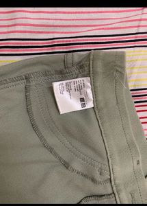 combo of White and olive Casual Pants