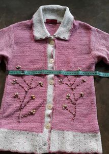 Pink - White Sweater For 8 to 12 year Girls