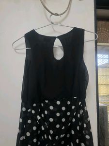 Black &amp; White Polka Dot Maxi Dress