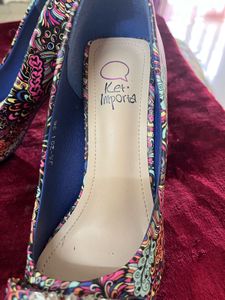 Patterned Heels with Rhinestone Detail