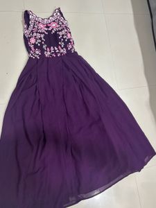 Elegant Purple Embroidered Dress