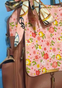 2 in 1 .Floral Print Backpack with bow