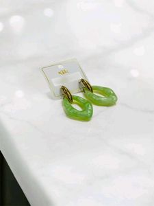 Green Resin Drop Earrings